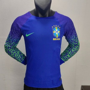 2022 브라질 국가대표 어쎈틱 플레이어 버전 away 긴팔 유니폼 상의 마킹 포함 무료 배송
