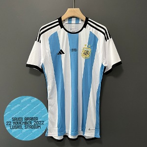 2022 아르헨티나 Saudi Arabia Edition 매치 데이 유니폼 상의 마킹 포함 무료 배송