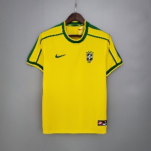 1998 브라질 국가대표 레트로 Home 유니폼 상의 마킹 포함 무료 배송
