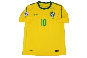 2010 브라질 국가대표 레트로 Home 유니폼 상의 마킹 포함 무료 배송