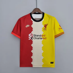 22 리버풀 Red Beige Yellow Fans Jersey 유니폼 상의 마킹 포함 무료 배송