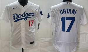 23-24 LA Dodgers 17 OHTANI White Baseball Jersey